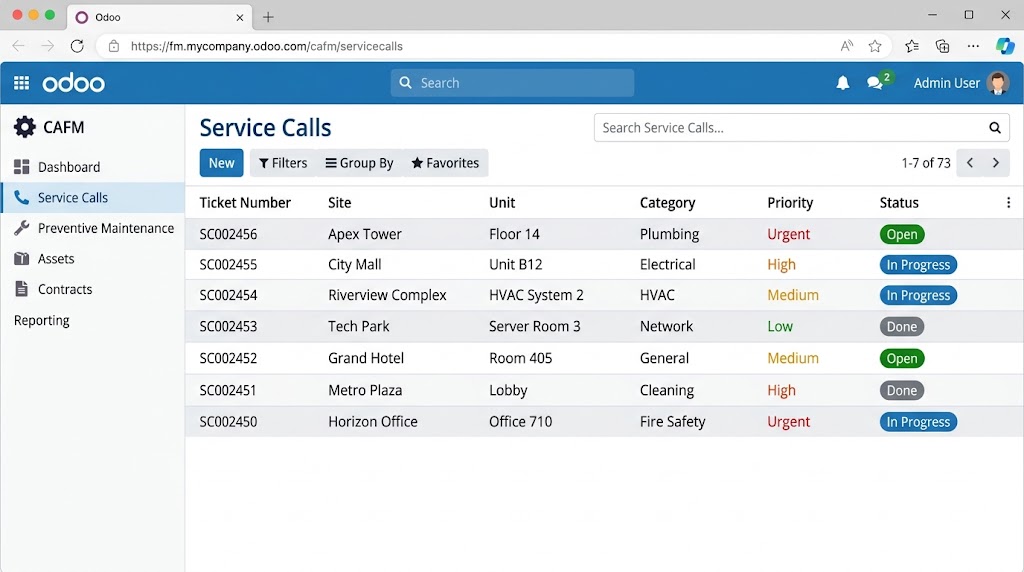 Service calls in one list