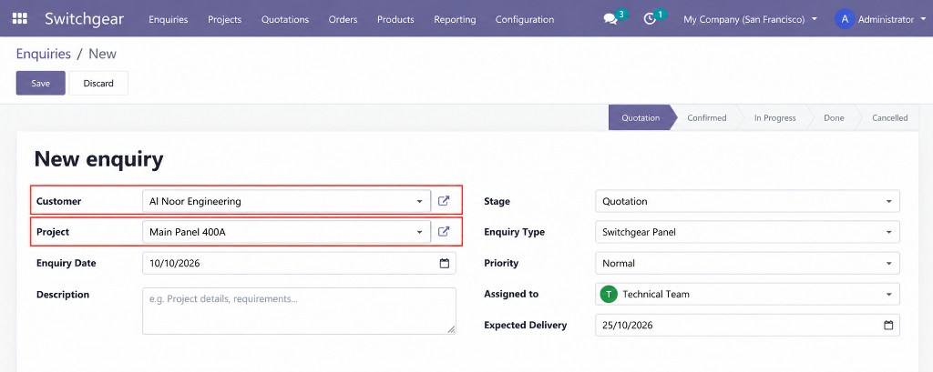 Enquiry, estimate and quotation